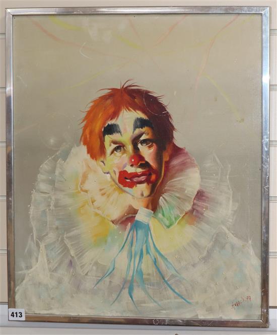 Horacio Sosa Cordero, oil on canvas, Study of a clown, signed and dated 72, 54 x 45cm